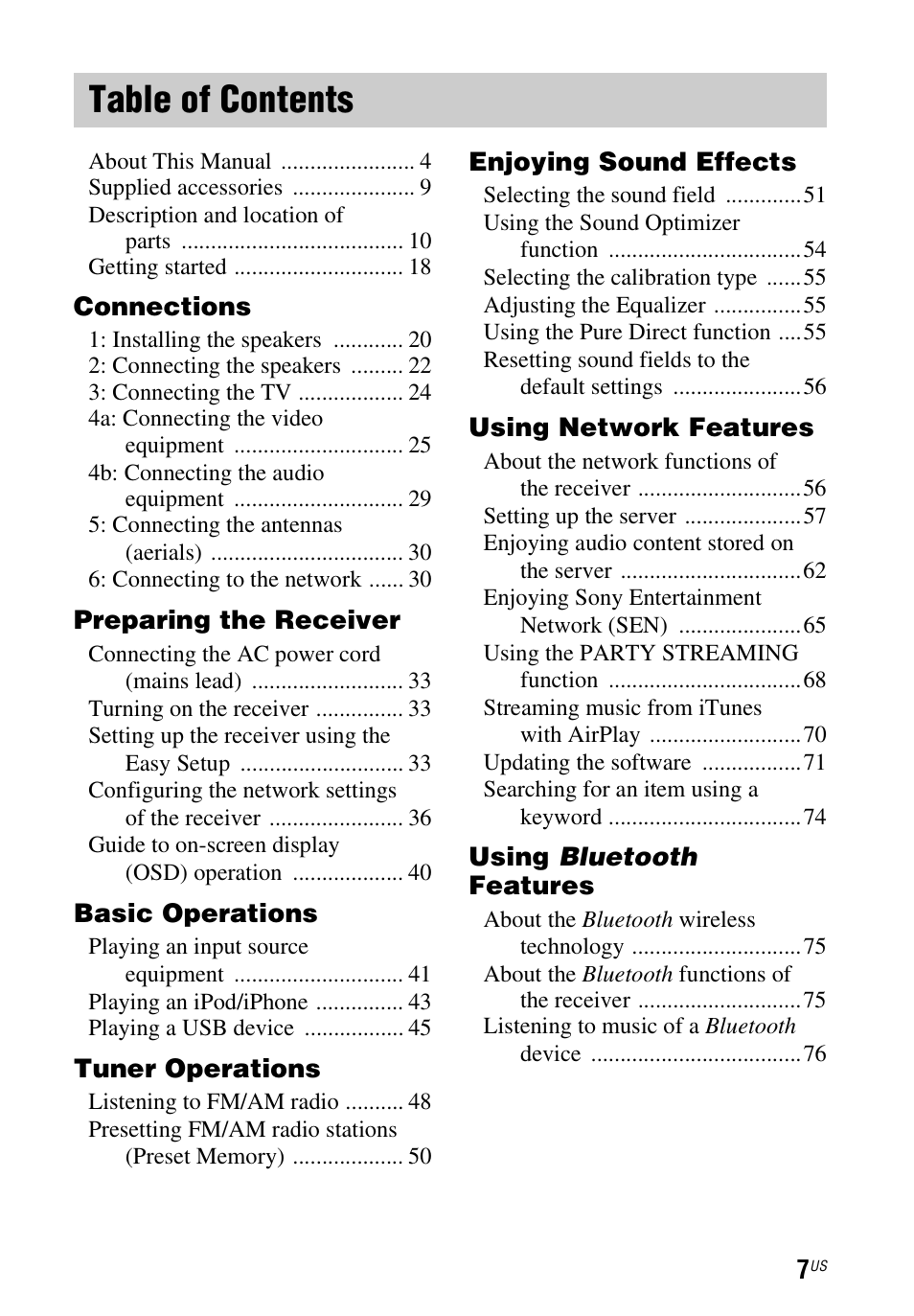 Sony STR-DN840 User Manual | Page 7 / 128