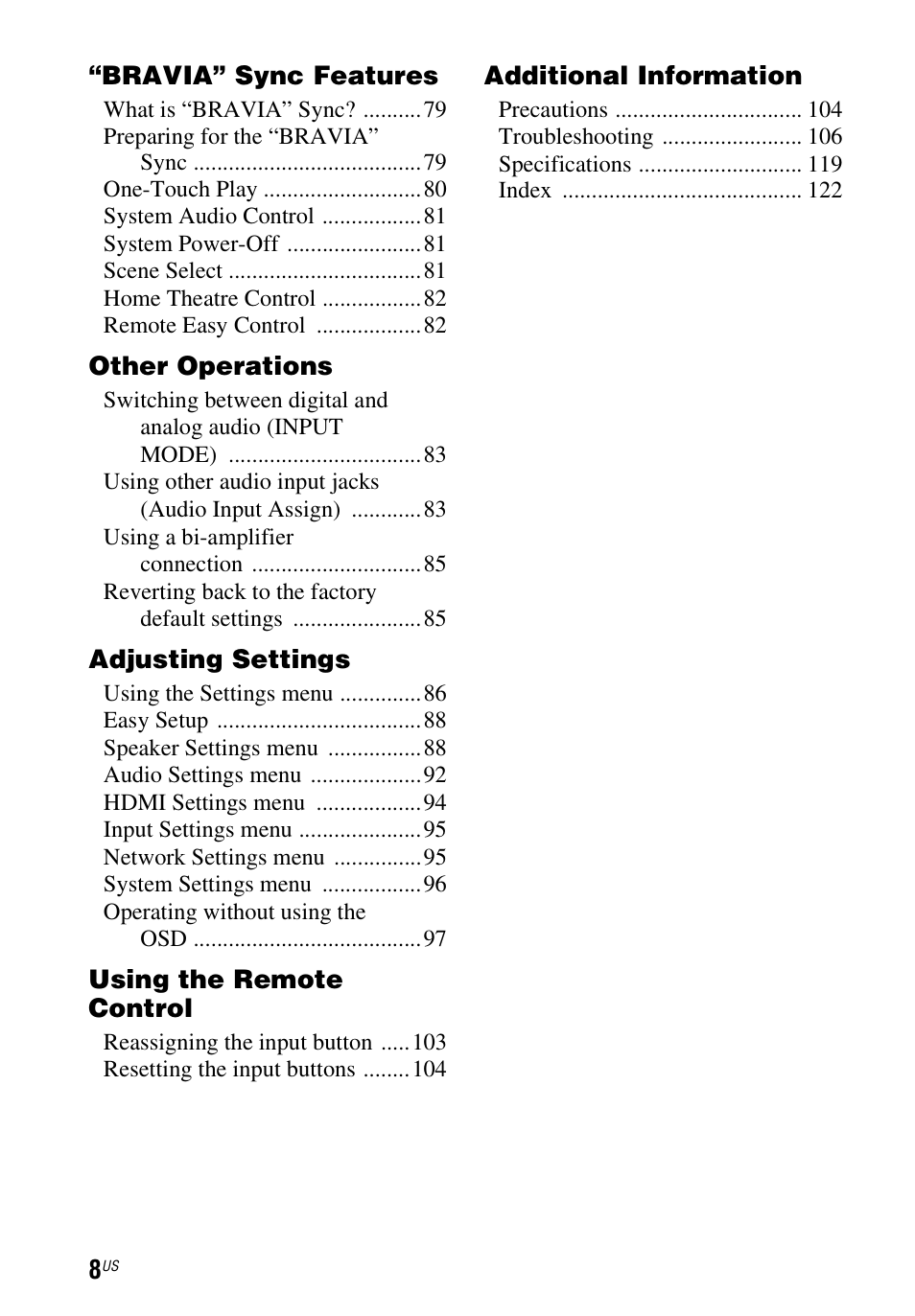 Sony STR-DN840 User Manual | Page 8 / 128