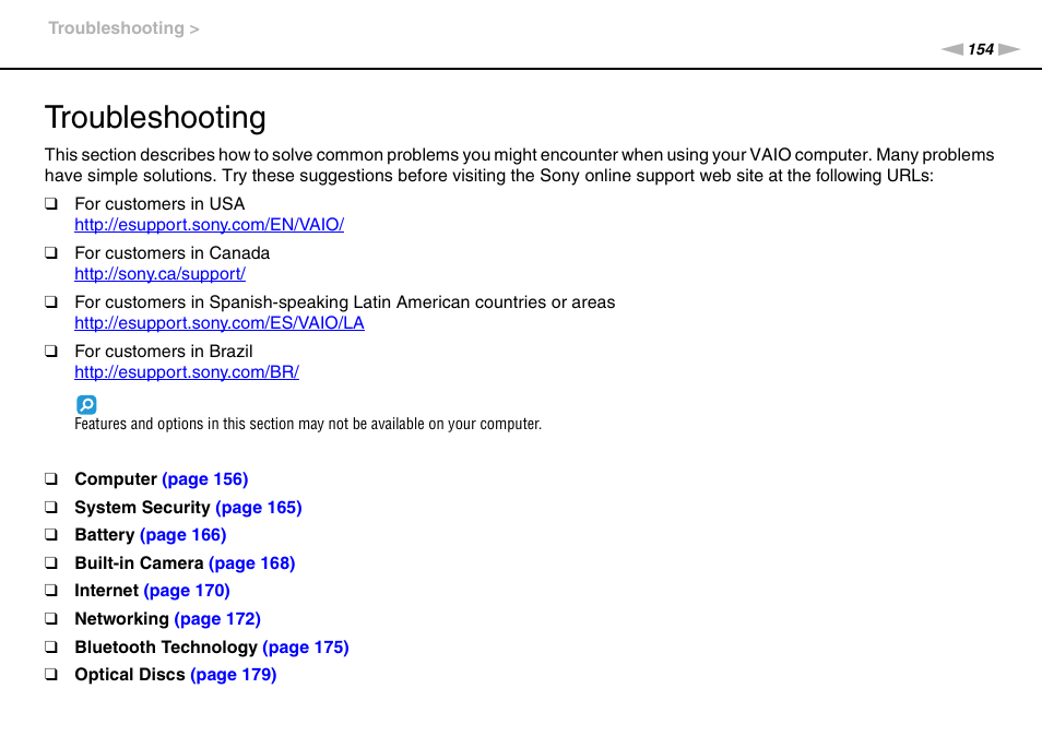 Troubleshooting | Sony VGNZ890H User Manual | Page 154 / 202