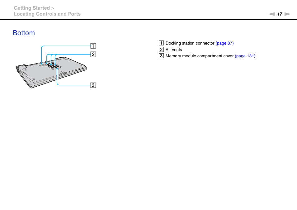 Bottom | Sony VGNZ890H User Manual | Page 17 / 202