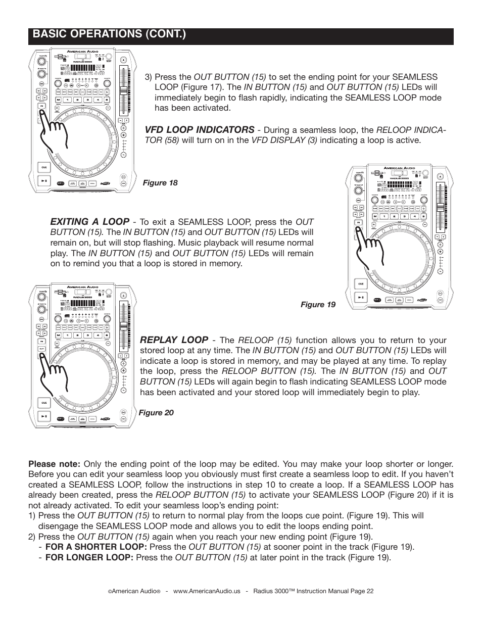 Basic operations (cont.) | American Audio Radius 3000 User Manual | Page 22 / 44