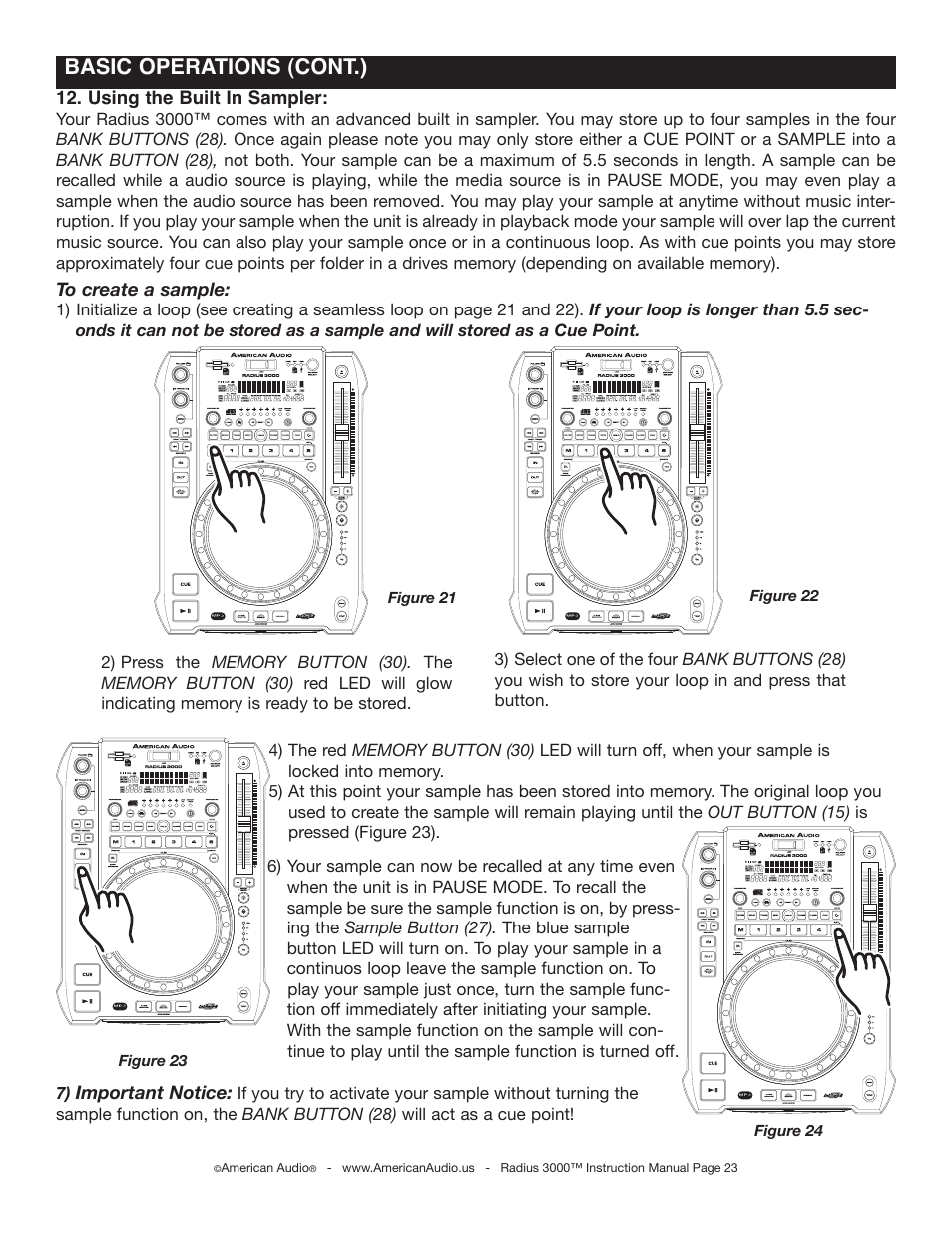 Basic operations (cont.) | American Audio Radius 3000 User Manual | Page 23 / 44