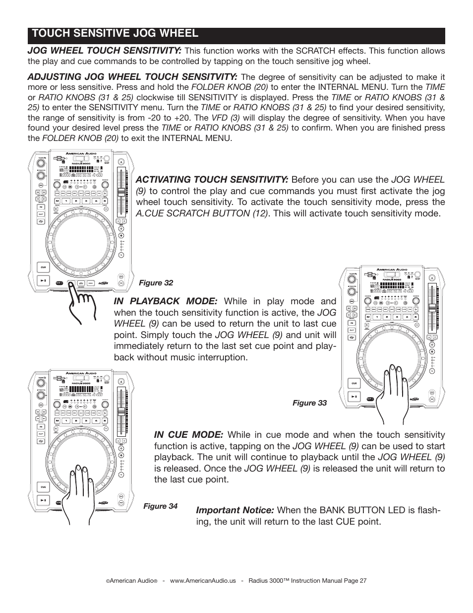 Touch sensitive jog wheel | American Audio Radius 3000 User Manual | Page 27 / 44