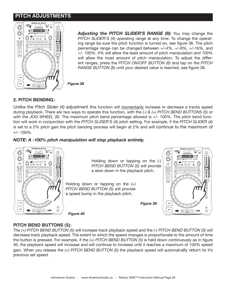 Pitch adjustments | American Audio Radius 3000 User Manual | Page 29 / 44
