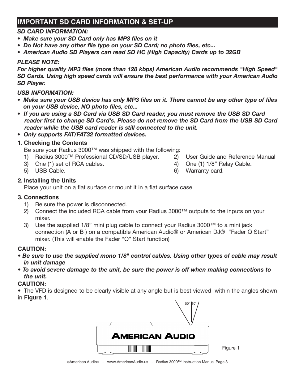 Important sd card information & set-up | American Audio Radius 3000 User Manual | Page 8 / 44
