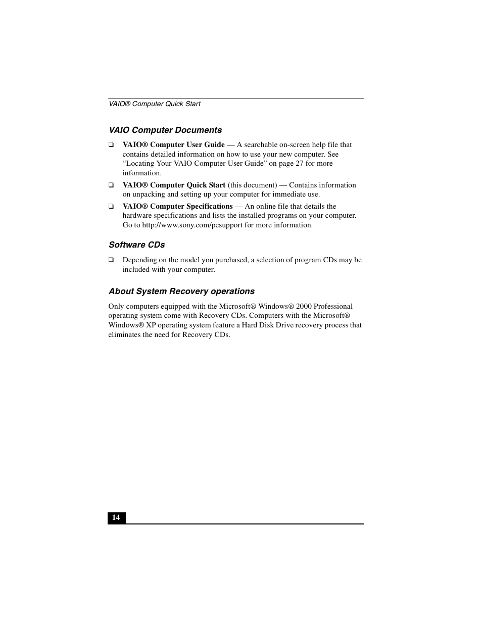 Sony PCG-Z1VA User Manual | Page 14 / 40