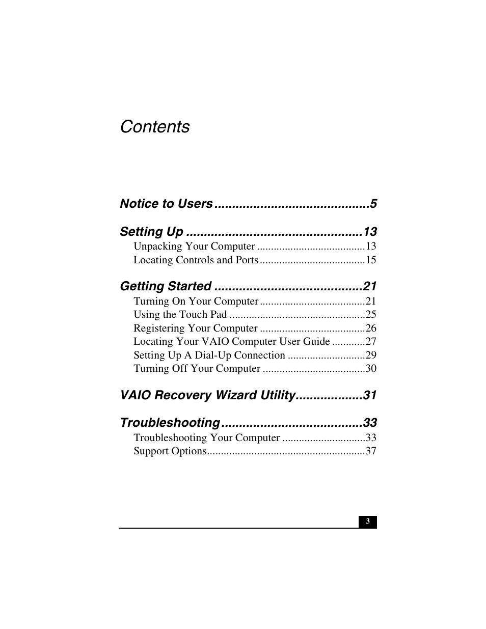 Sony PCG-Z1VA User Manual | Page 3 / 40
