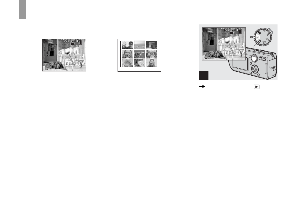 Viewing still images, Viewing images on the lcd screen of your camera, Viewing images on the lcd screen of your | Camera, Viewing single images, Set the mode dial to , and turn on the power | Sony DSC-P150 User Manual | Page 36 / 128