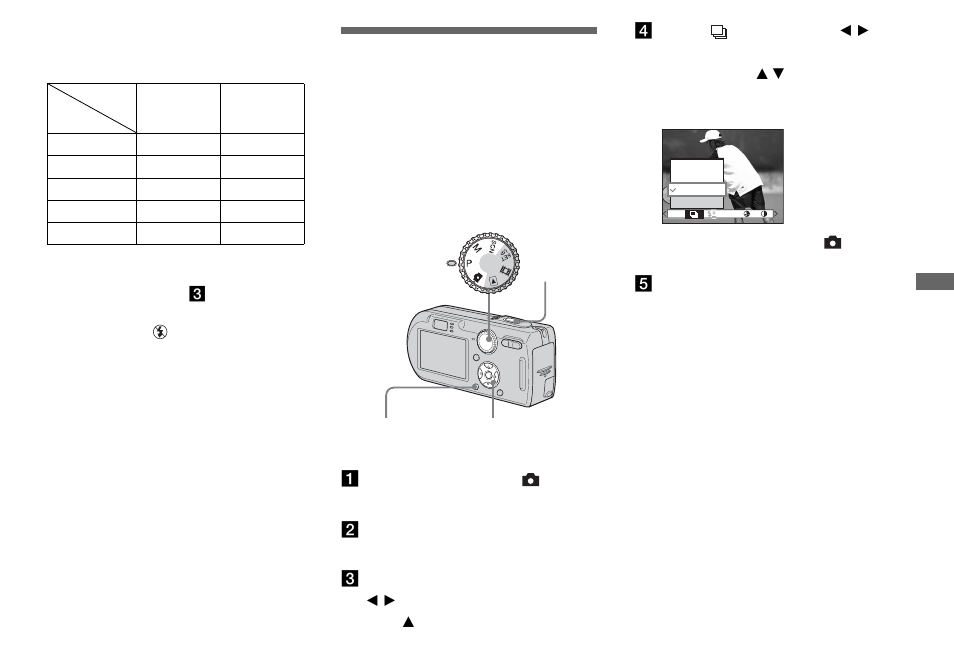 Shooting in multi burst mode, Multi burst | Sony DSC-P150 User Manual | Page 59 / 128