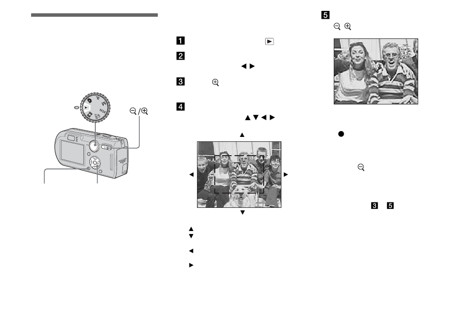 Enlarging a portion of a still image, Enlarging an image — playback zoom, Enlarging an image | Playback zoom | Sony DSC-P150 User Manual | Page 62 / 128