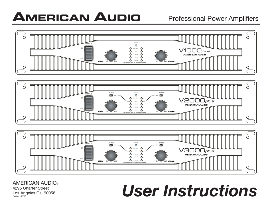 American Audio Professional Power Amplifier User Manual | 16 pages