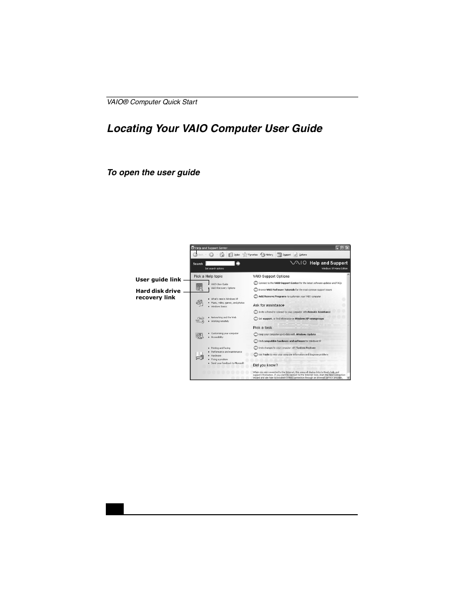 Locating your vaio computer user guide | Sony VGN-S150 User Manual | Page 30 / 44