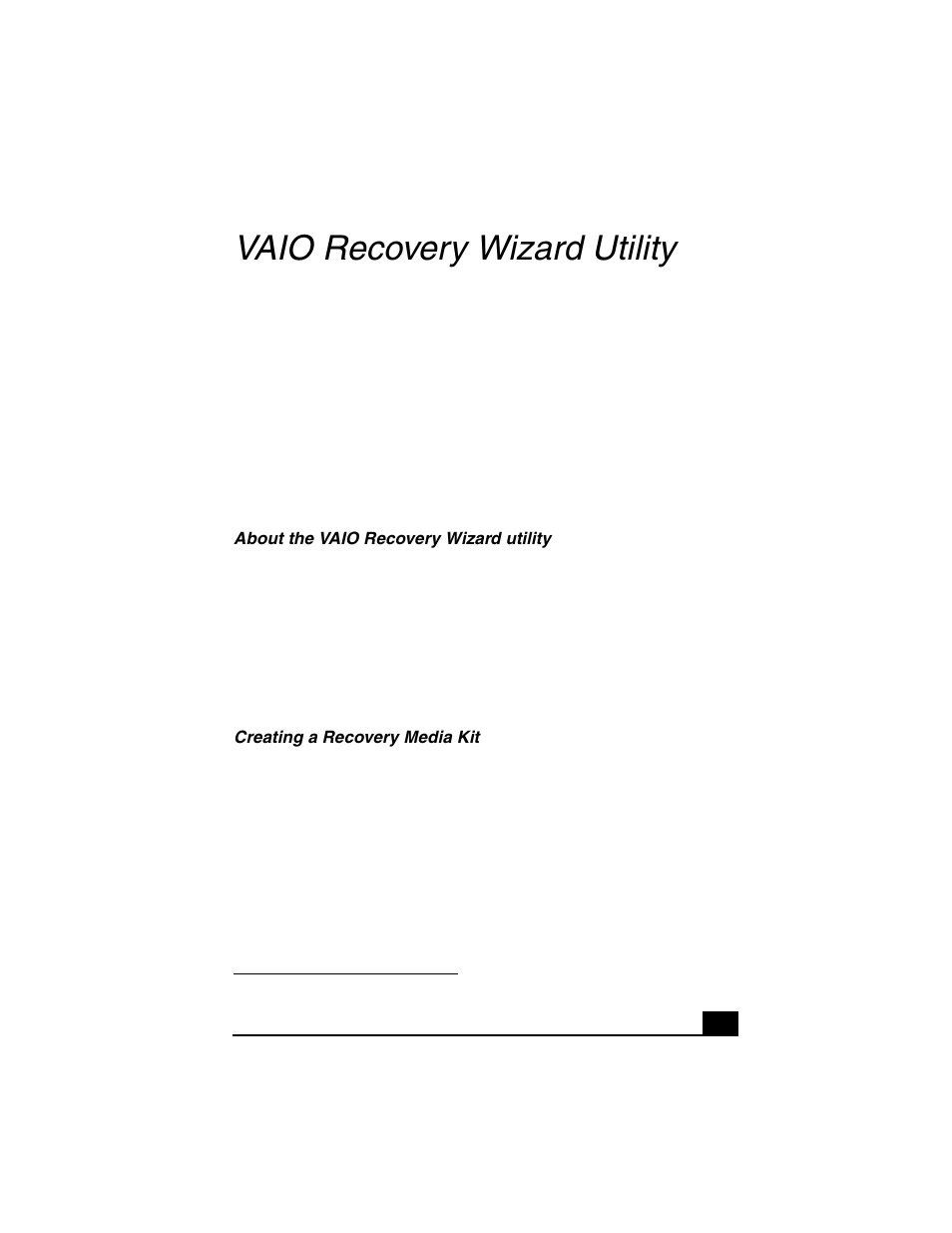 Vaio recovery wizard utility | Sony VGN-S150 User Manual | Page 37 / 44