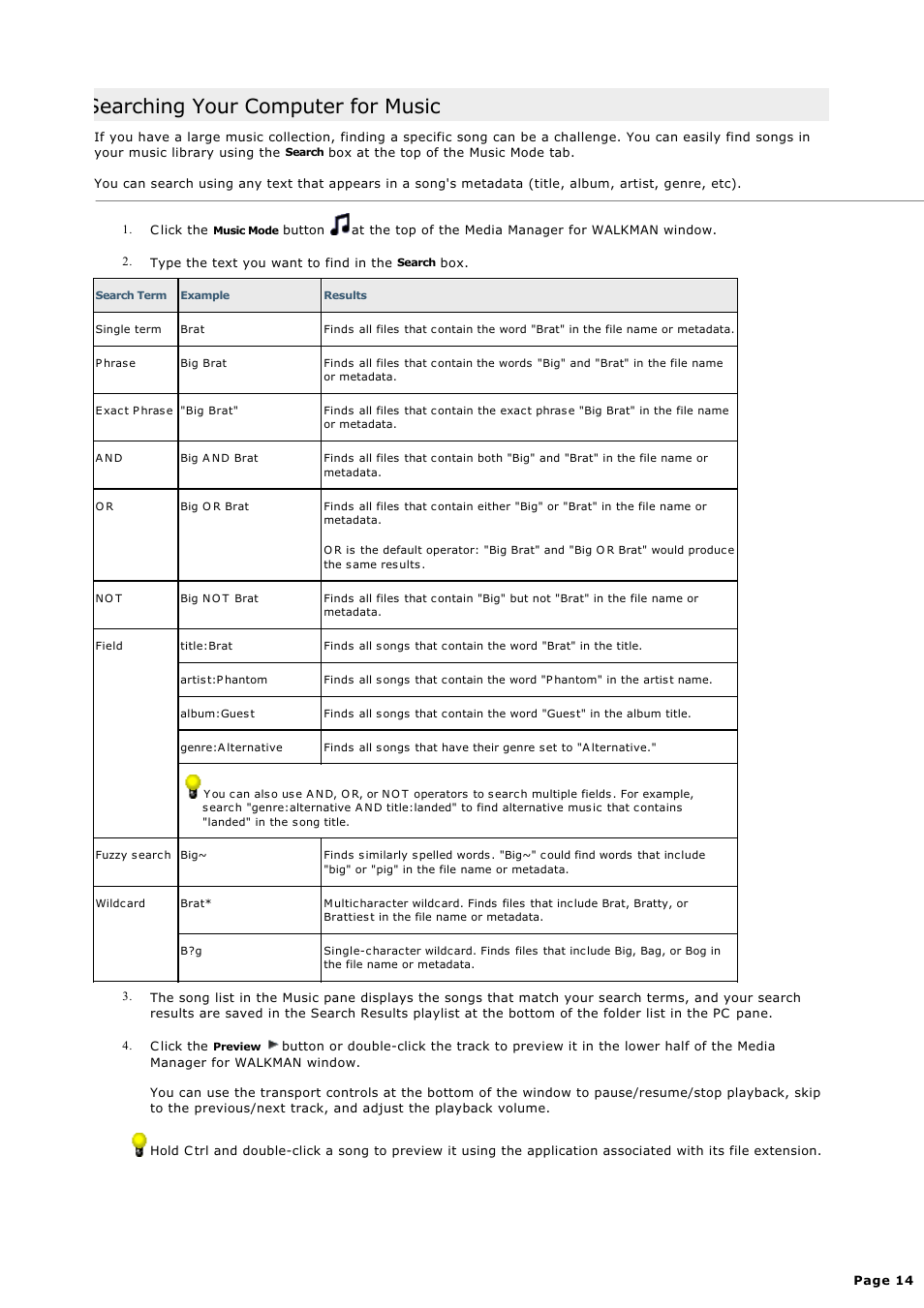 Searching your computer for music | Sony NWZ-S615FSLV User Manual | Page 14 / 58