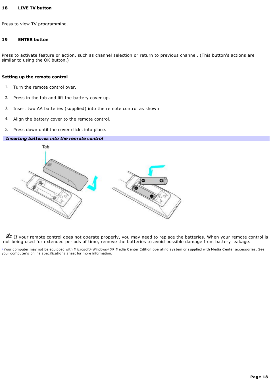 Sony VGC-RB39CP User Manual | Page 18 / 116