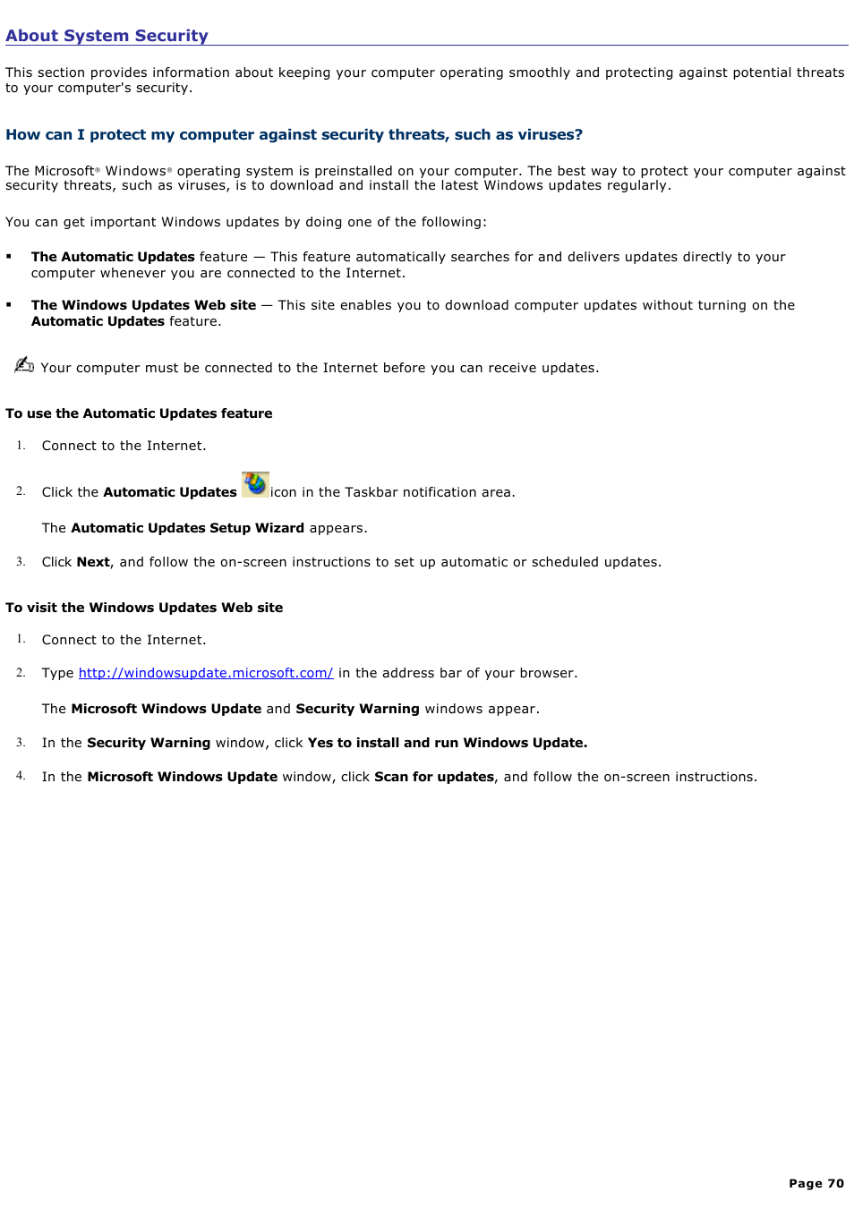 Sony VGC-RB39CP User Manual | Page 70 / 116