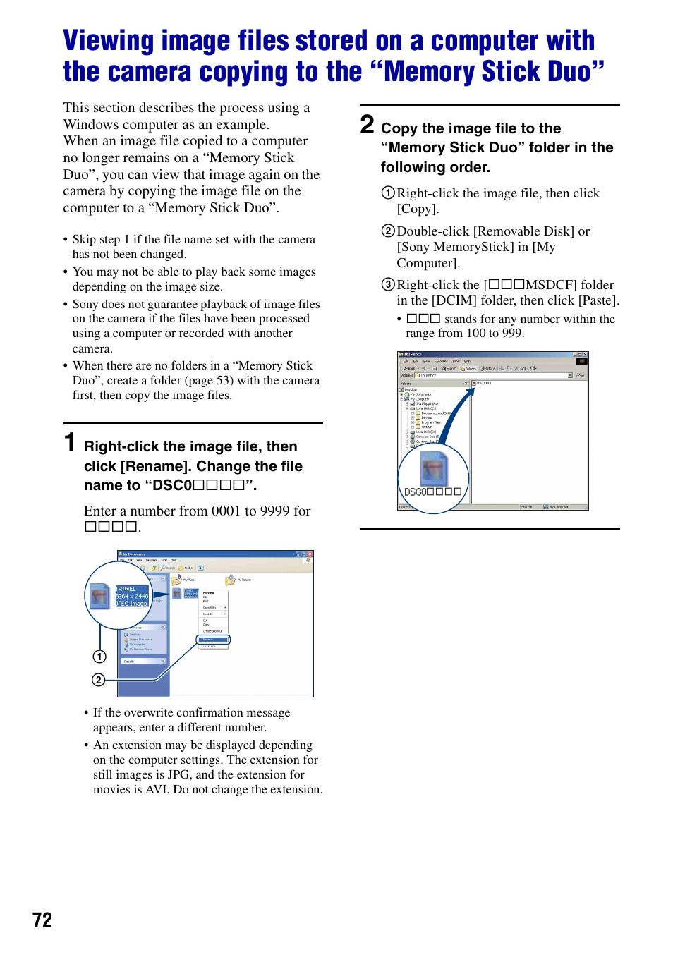 Sony DSC-S780 User Manual | Page 72 / 102