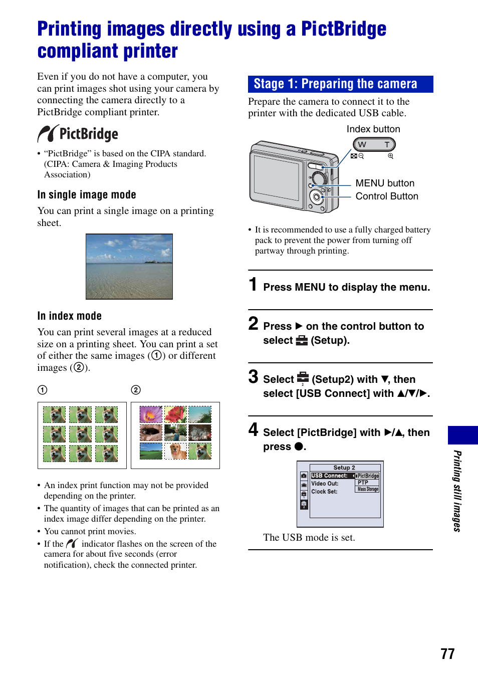 Stage 1: preparing the camera | Sony DSC-S780 User Manual | Page 77 / 102