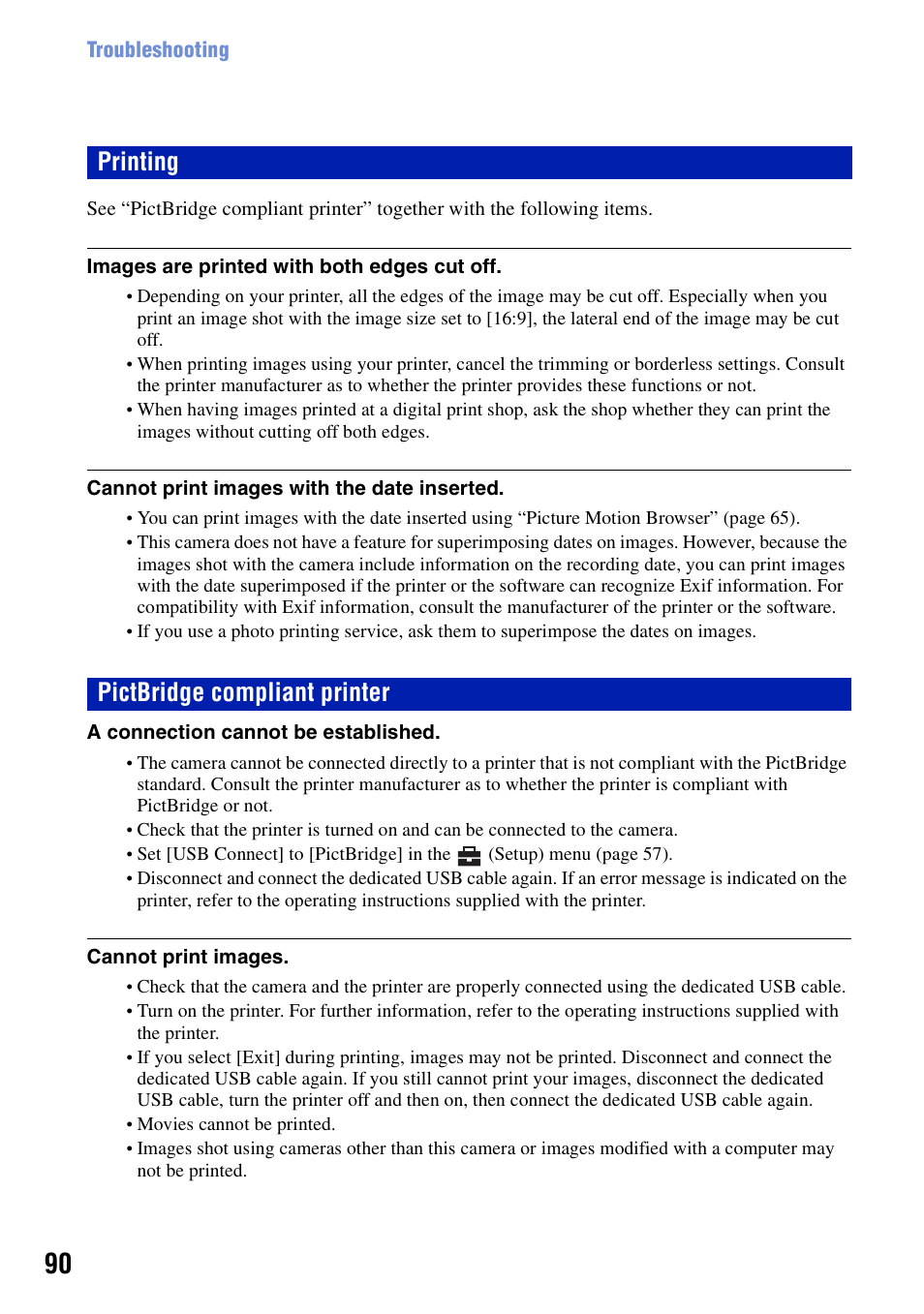 Printing, Pictbridge compliant printer, Printing pictbridge compliant printer | Sony DSC-S780 User Manual | Page 90 / 102