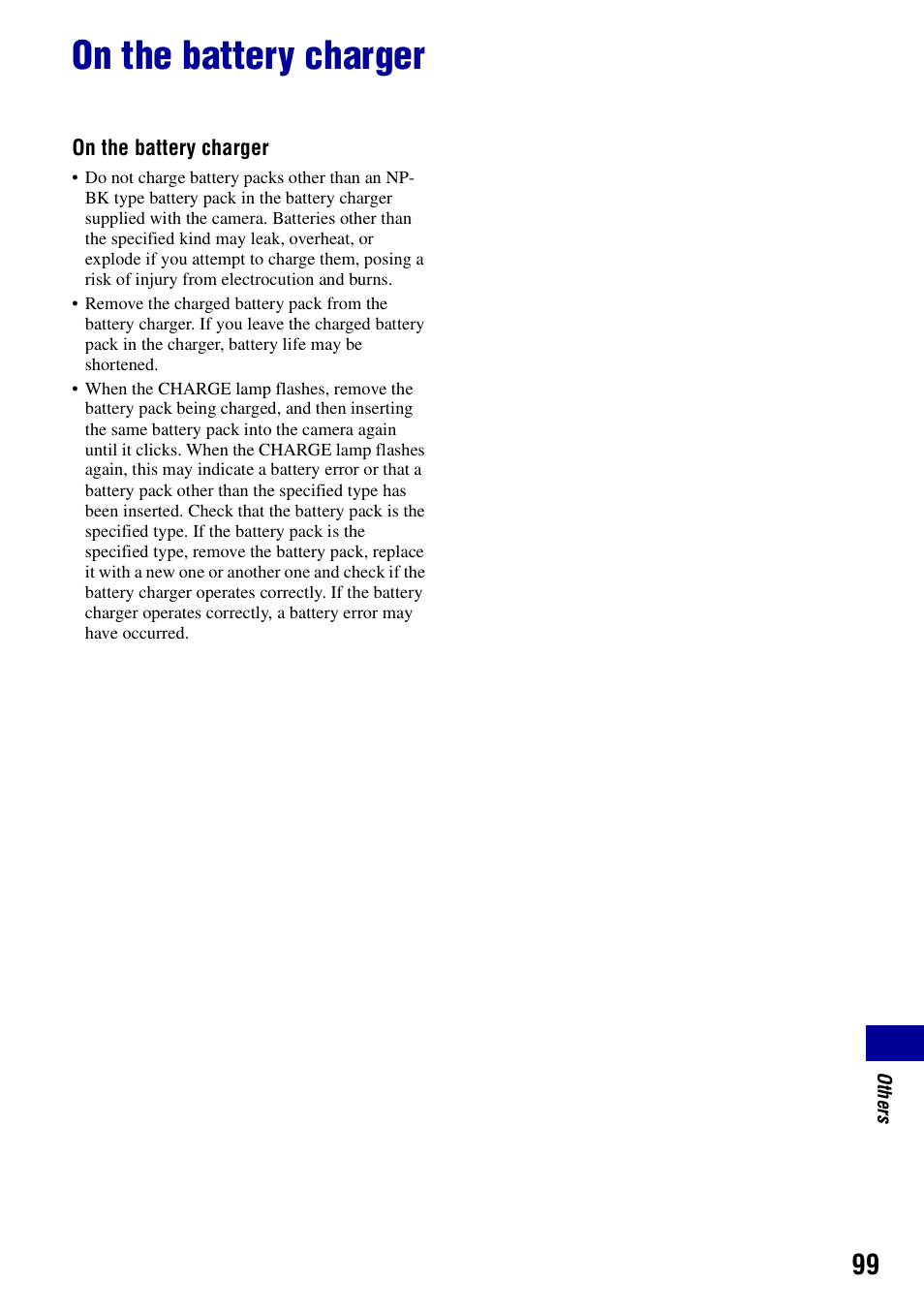 On the battery charger | Sony DSC-S780 User Manual | Page 99 / 102