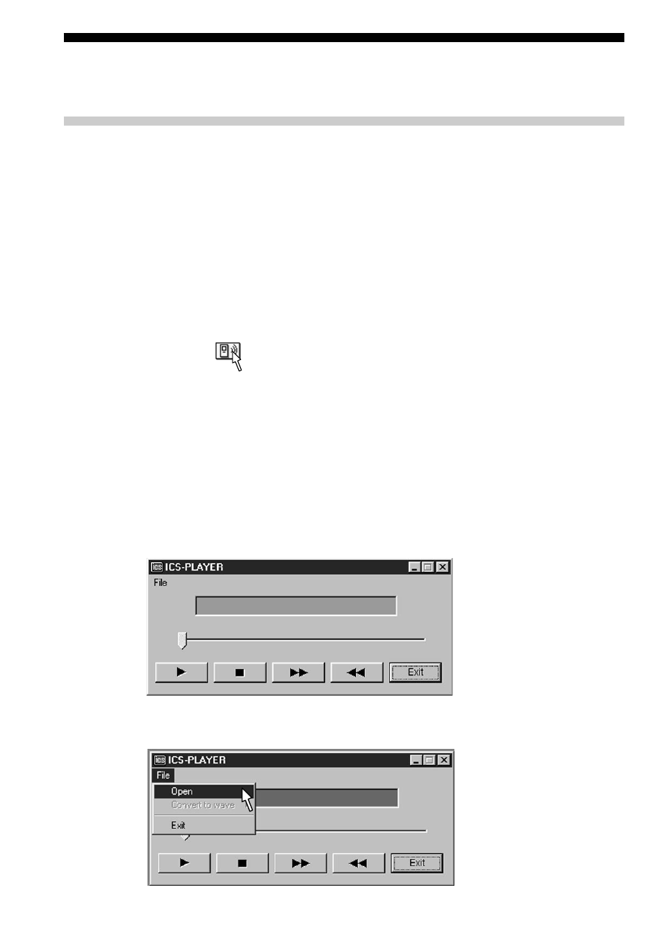 Playing back the ics files (ics player) | Sony ICD-R100PC User Manual | Page 48 / 60