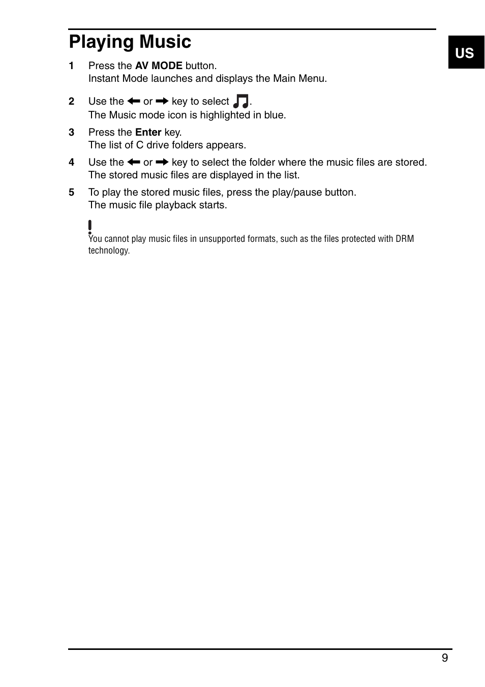 Playing music | Sony Instant Mode User Manual | Page 11 / 72