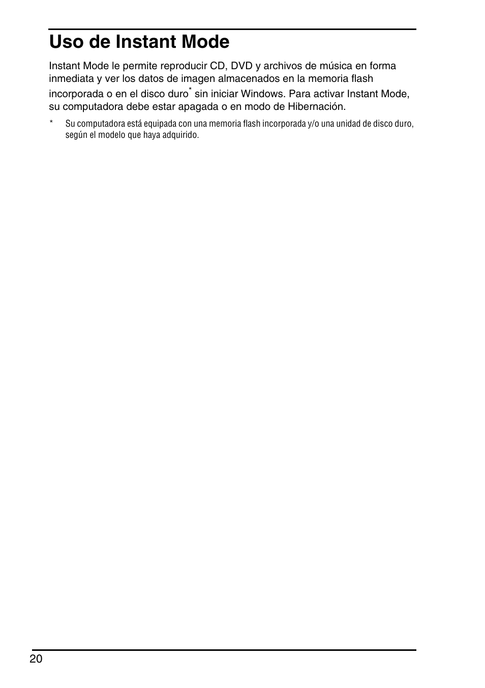 Uso de instant mode | Sony Instant Mode User Manual | Page 22 / 72