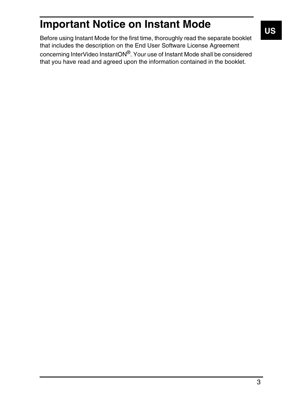 Important notice on instant mode | Sony Instant Mode User Manual | Page 5 / 72