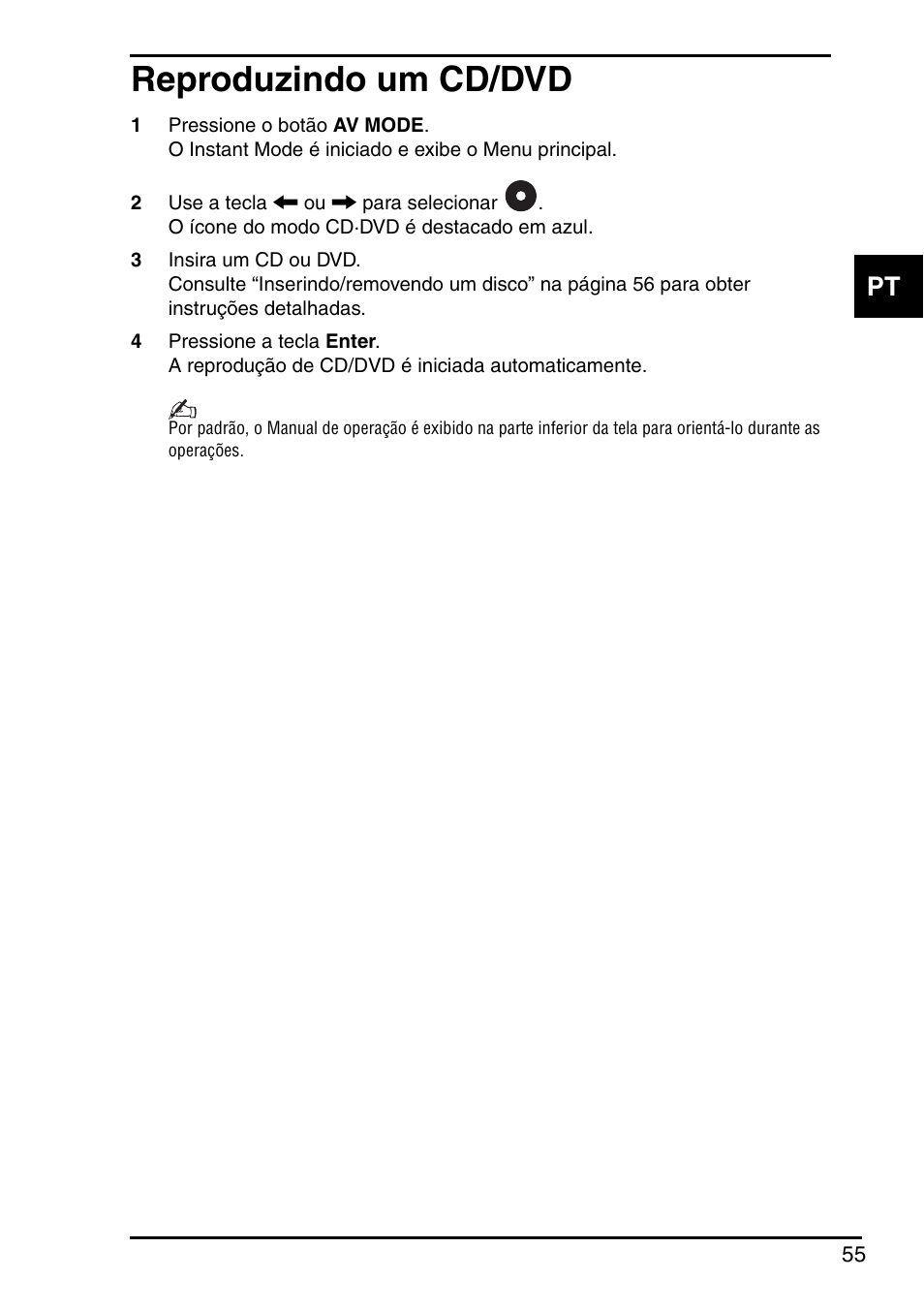 Reproduzindo um cd/dvd | Sony Instant Mode User Manual | Page 57 / 72