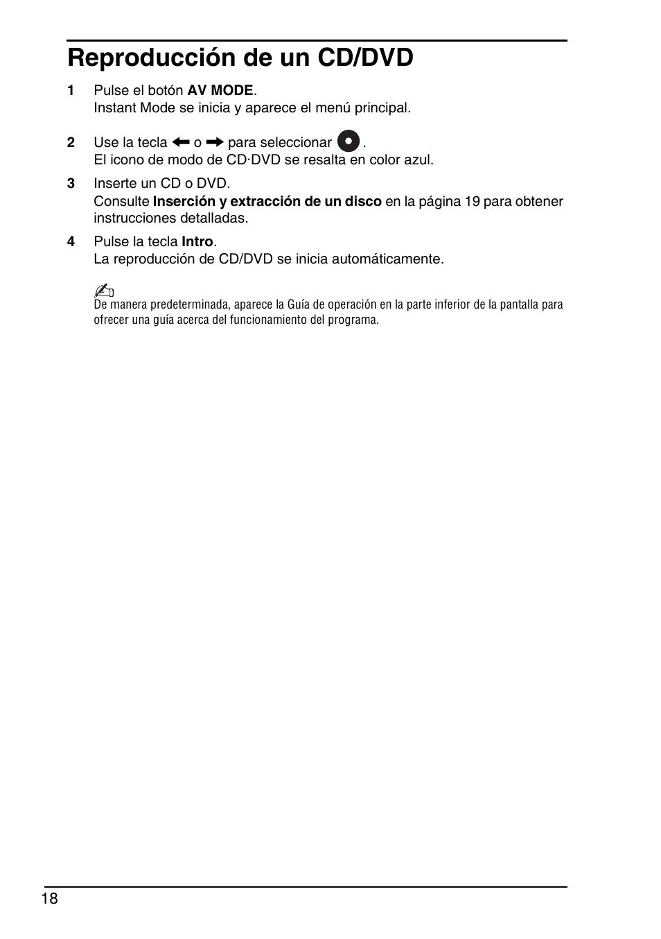 Reproducción de un cd/dvd | Sony VGN-TX850P User Manual | Page 20 / 28