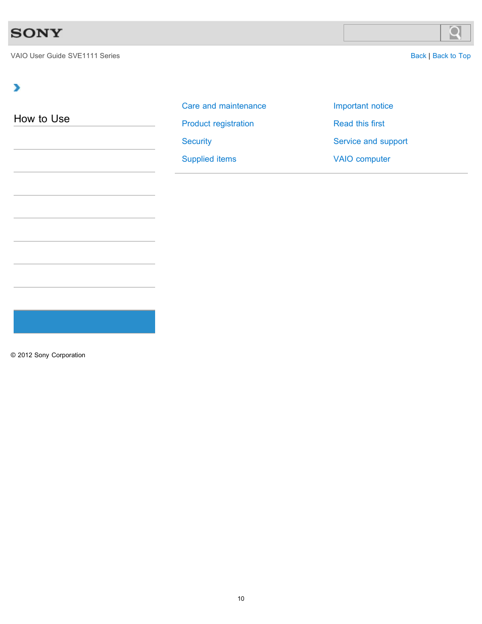 Notifications, How to use | Sony SVE11113FXW User Manual | Page 10 / 346