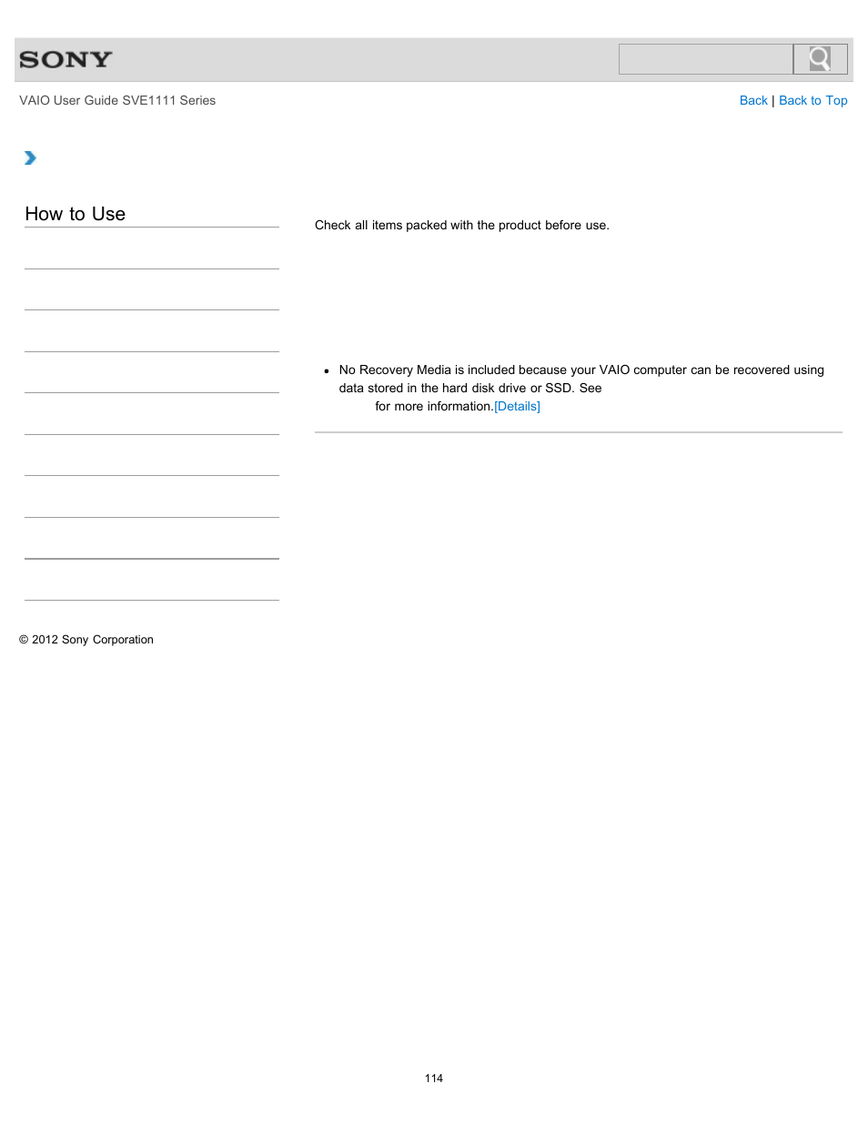 Checking supplied items, How to use | Sony SVE11113FXW User Manual | Page 114 / 346