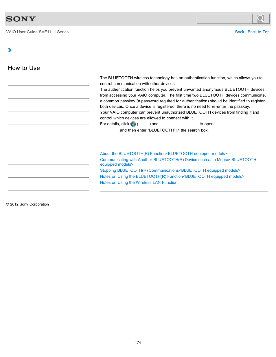 How to use | Sony SVE11113FXW User Manual | Page 174 / 346