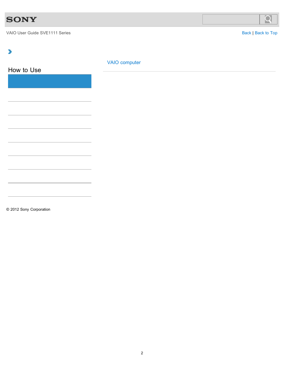 Parts description, How to use | Sony SVE11113FXW User Manual | Page 2 / 346