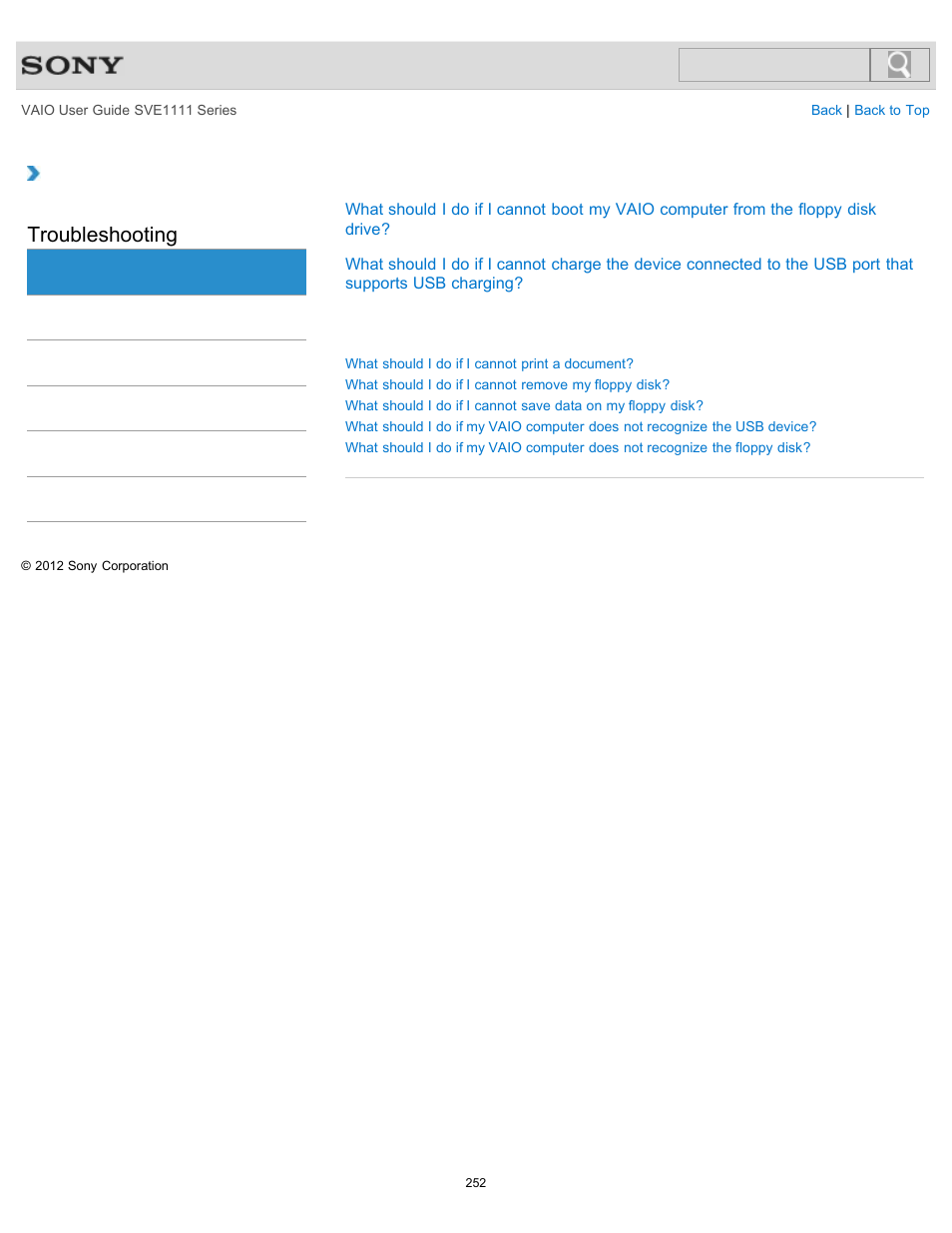 Troubleshooting | Sony SVE11113FXW User Manual | Page 252 / 346