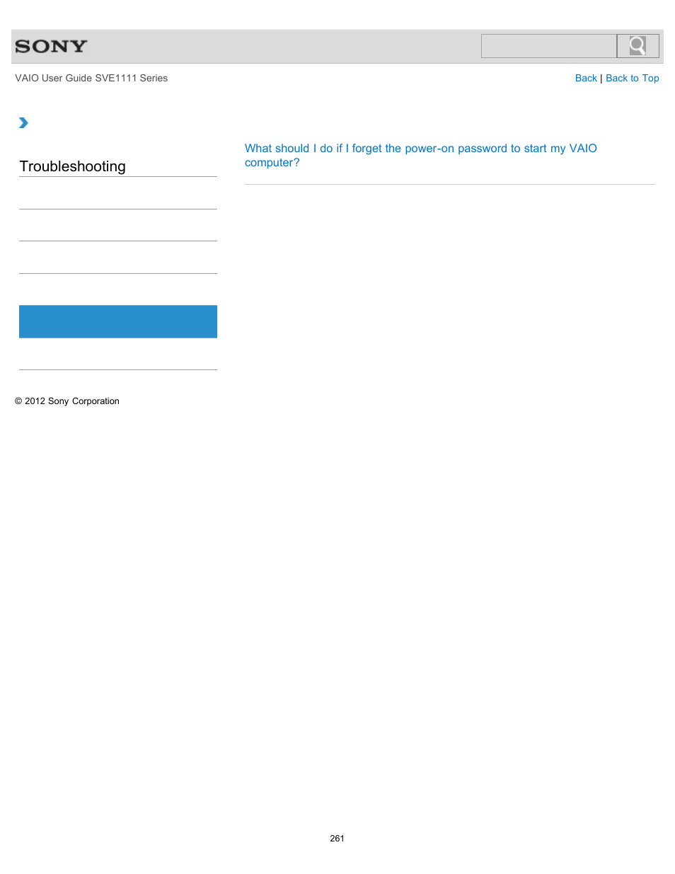 Bios, Troubleshooting | Sony SVE11113FXW User Manual | Page 261 / 346