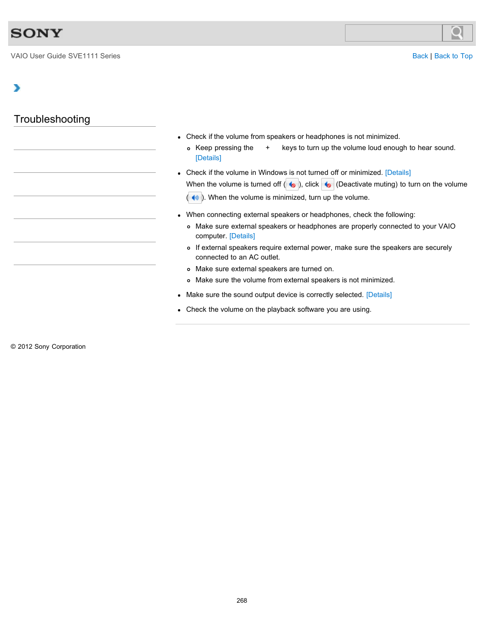 Troubleshooting | Sony SVE11113FXW User Manual | Page 268 / 346