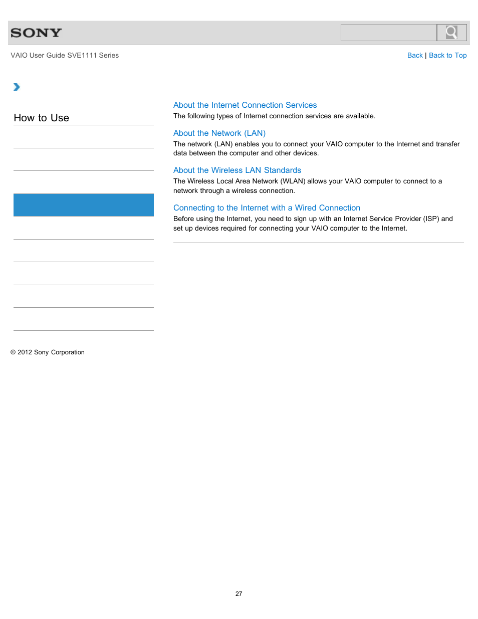 How to use | Sony SVE11113FXW User Manual | Page 27 / 346