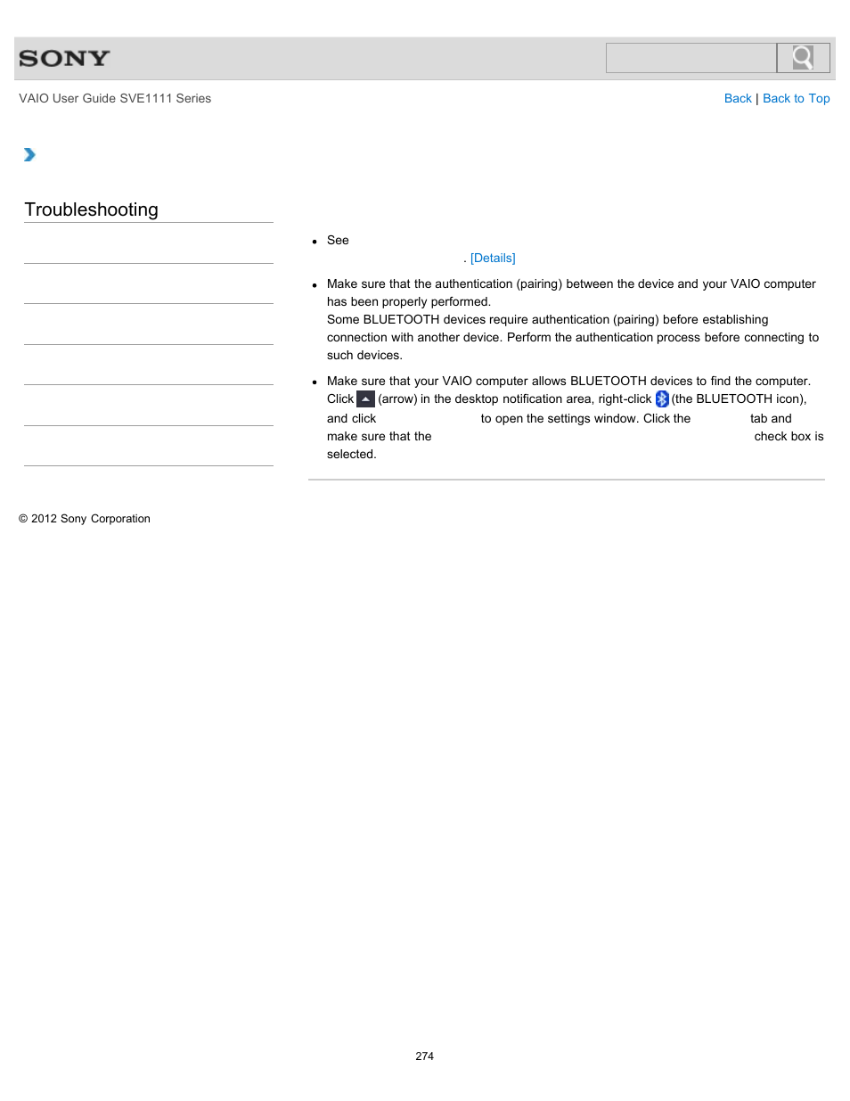 Computer, Troubleshooting | Sony SVE11113FXW User Manual | Page 274 / 346