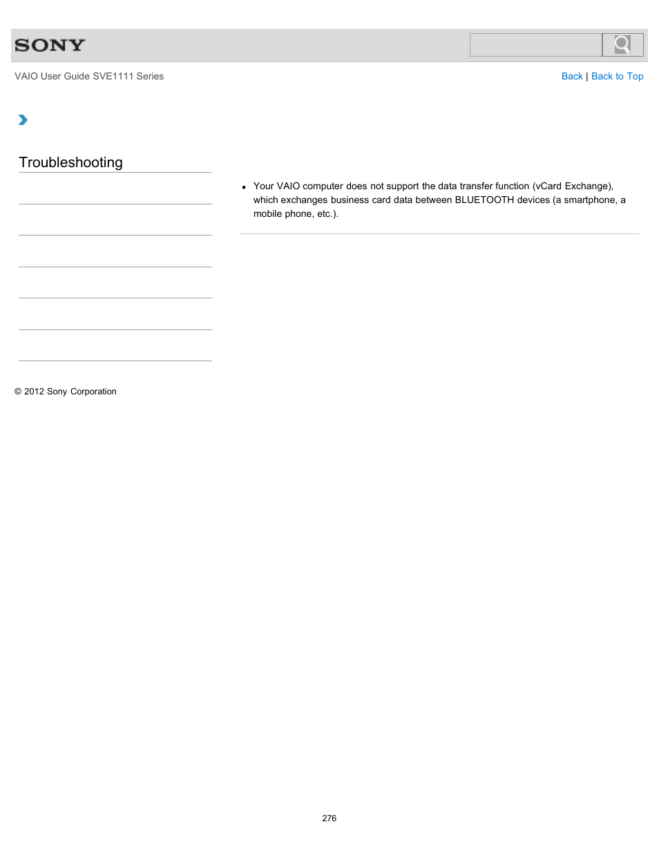 Phone, Troubleshooting | Sony SVE11113FXW User Manual | Page 276 / 346