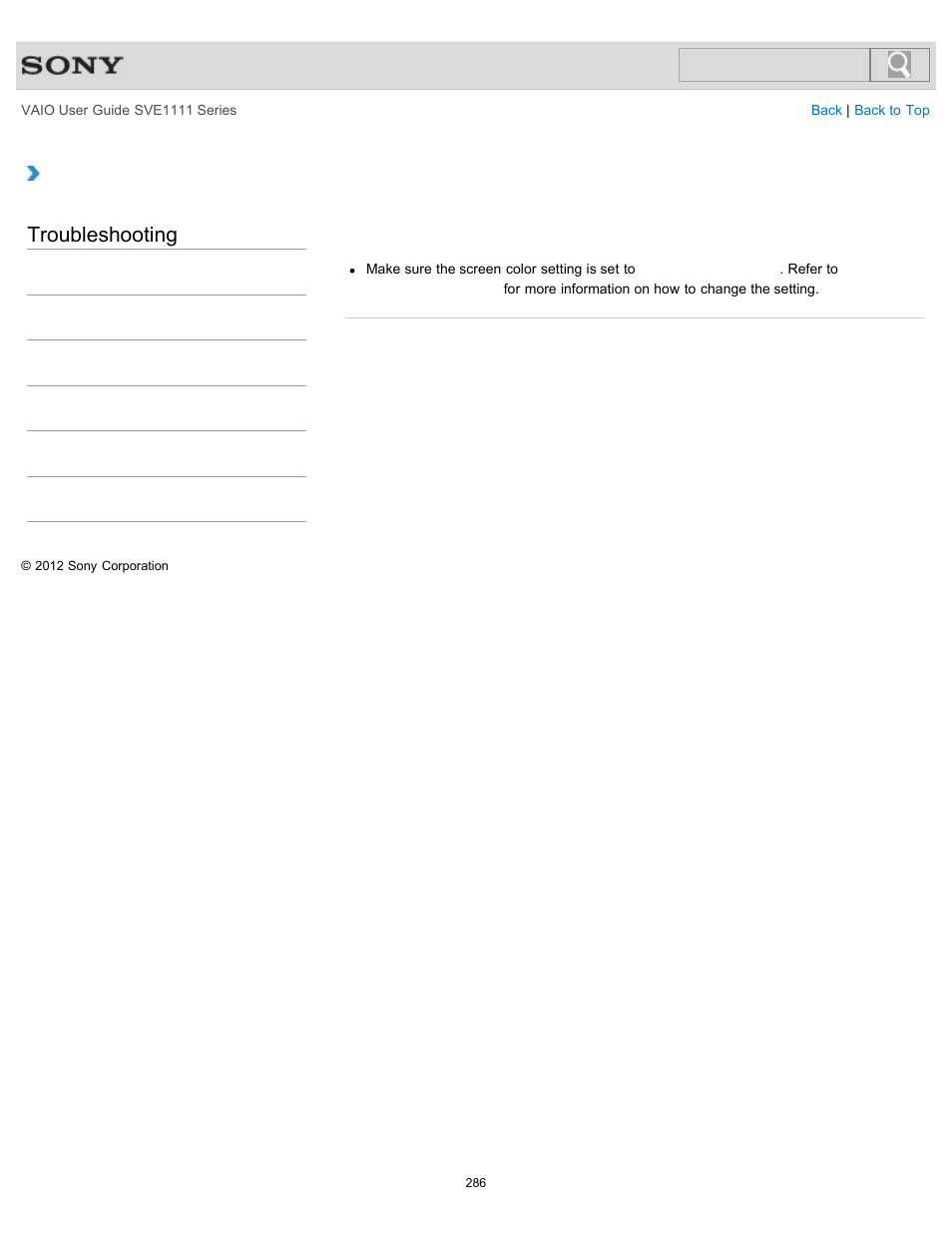 Troubleshooting | Sony SVE11113FXW User Manual | Page 286 / 346