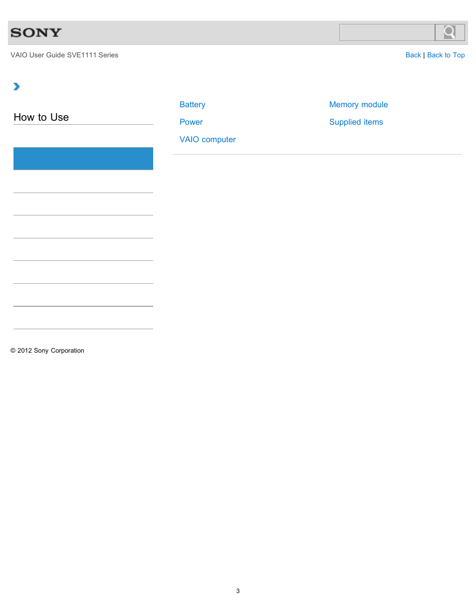 Setup, How to use | Sony SVE11113FXW User Manual | Page 3 / 346