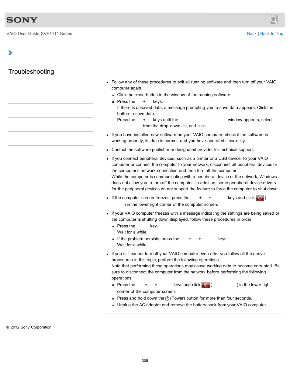 Troubleshooting | Sony SVE11113FXW User Manual | Page 305 / 346