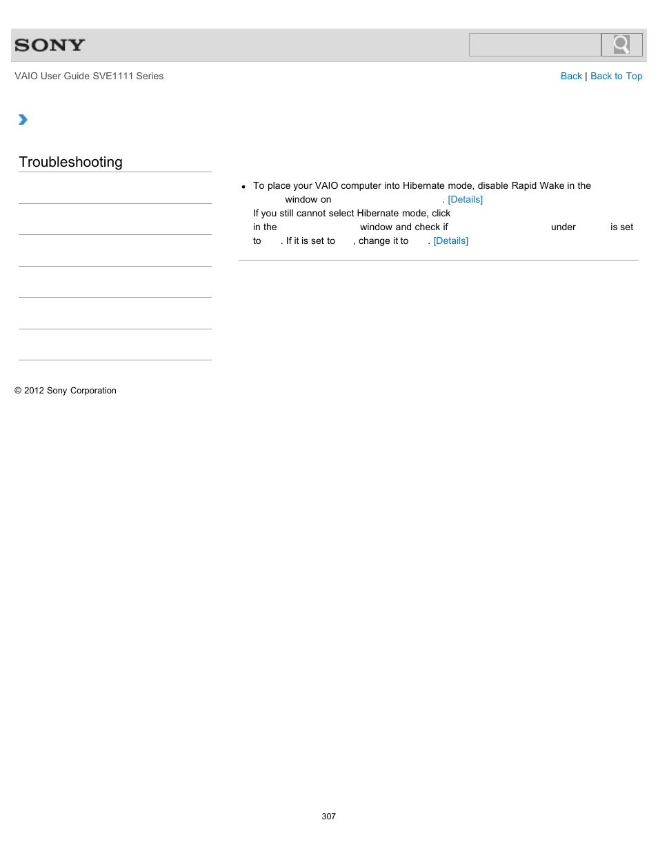 Troubleshooting | Sony SVE11113FXW User Manual | Page 307 / 346