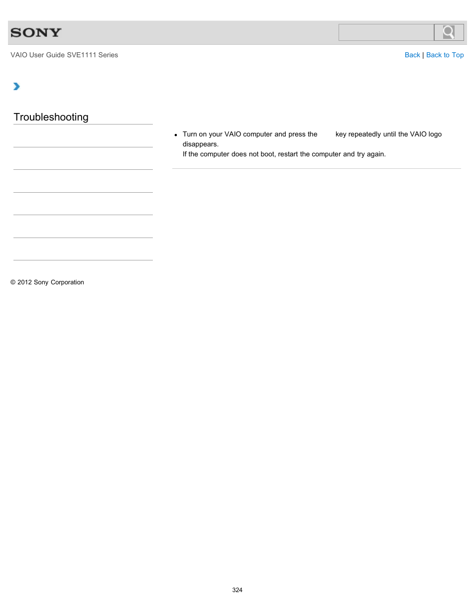 Drive, Troubleshooting | Sony SVE11113FXW User Manual | Page 324 / 346