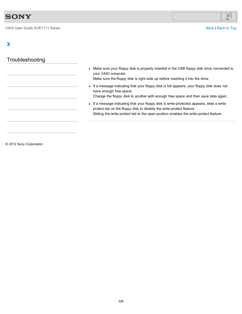 Troubleshooting | Sony SVE11113FXW User Manual | Page 326 / 346