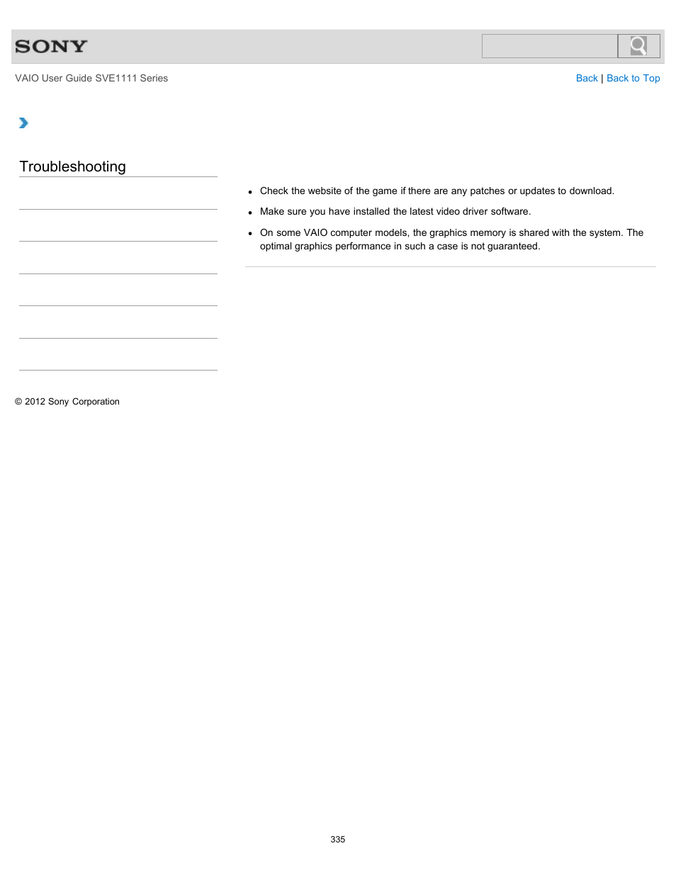 Troubleshooting | Sony SVE11113FXW User Manual | Page 335 / 346