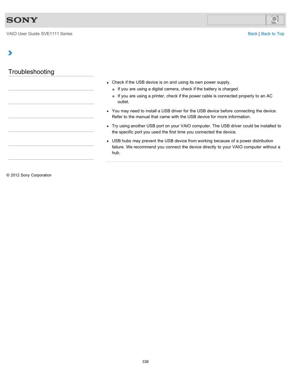 Troubleshooting | Sony SVE11113FXW User Manual | Page 338 / 346