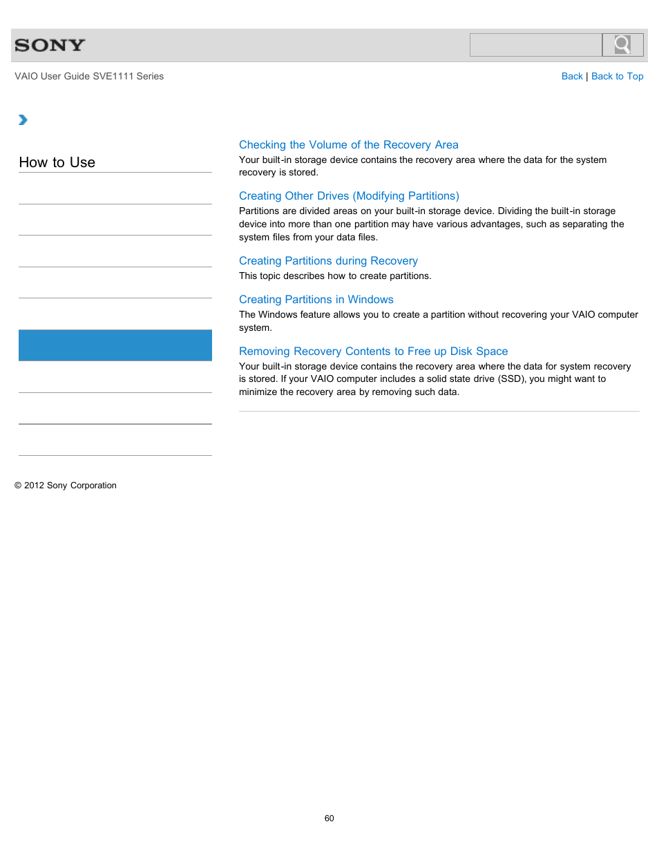 Built-in storage device, How to use | Sony SVE11113FXW User Manual | Page 60 / 346