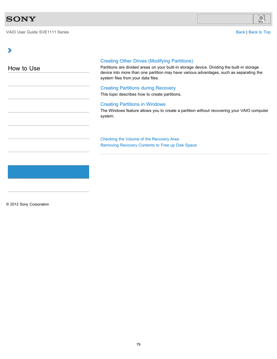 Built-in storage device, How to use | Sony SVE11113FXW User Manual | Page 79 / 346